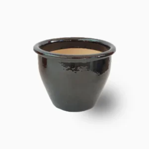 Black Rolled Rim Pot Outdoor Ceramic Pot ,Garden Pots 30x 25cm DiaxHt