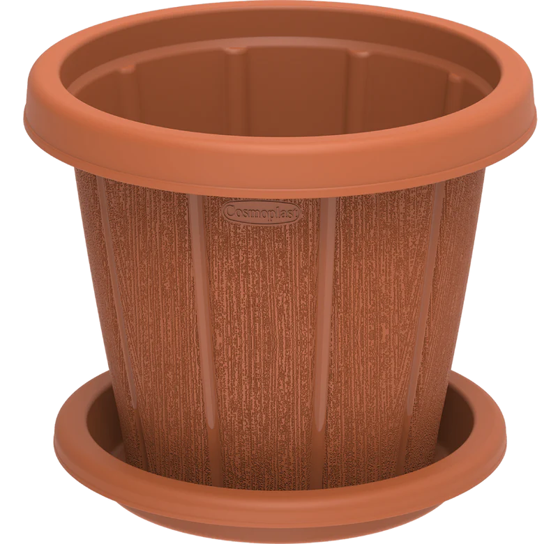 Cosmoplast Cedargrain Flower Pot W/Tray 14" (28x38 cm) Terracotta