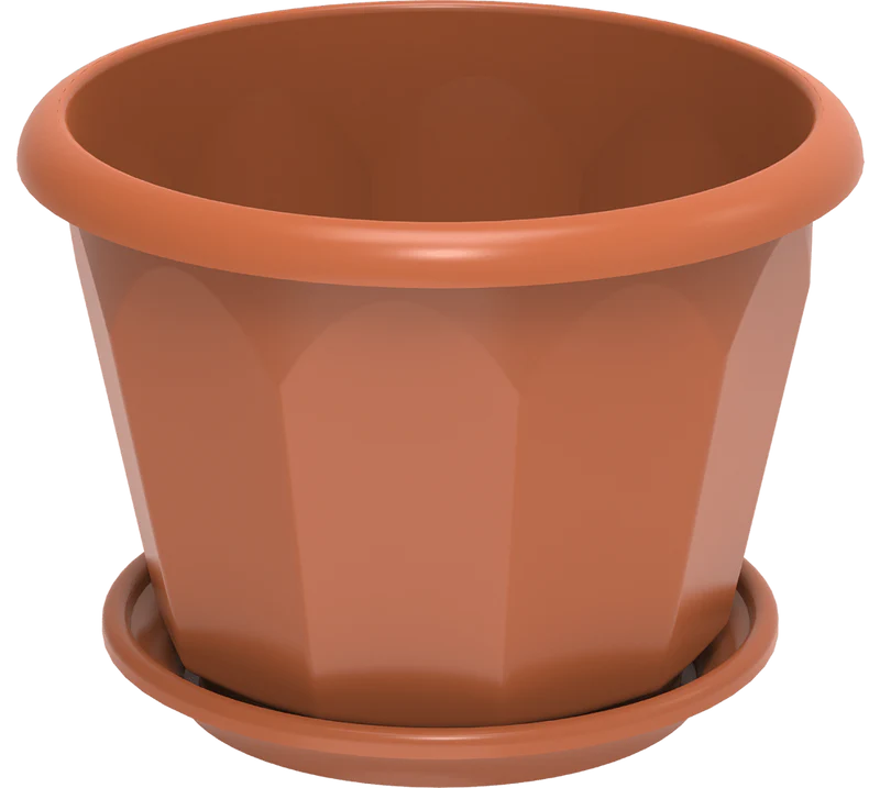 Cosmoplast Hexagonal Flower Pot W/Tray Terracotta 16L (No 35)