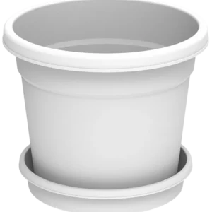 Cosmoplast Round Flower Pot 10" (27x24 cm) Only Tray White