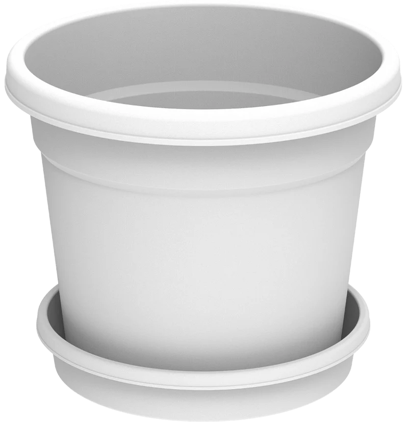 Cosmoplast Round Flower Pot 16" (43x38 cm) Pot With Tray White