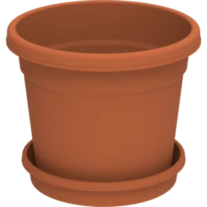 Cosmoplast Round Flower Pot 16" (43x38 cm) Pot With Tray Terracotta