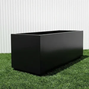 Rectangular GRP Pot 100x40x40cm Modern Durable Outdoor Planter Box Smooth Finishing Black