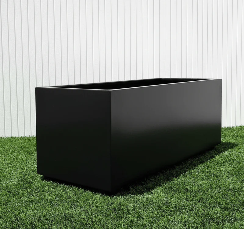 Rectangular GRP Pot 100x40x40cm Modern Durable Outdoor Planter Box Smooth Finishing Black