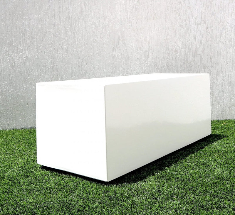 Rectangular GRP Pot 100x40x40cm Modern Durable Outdoor Planter Box Matte Finishing White