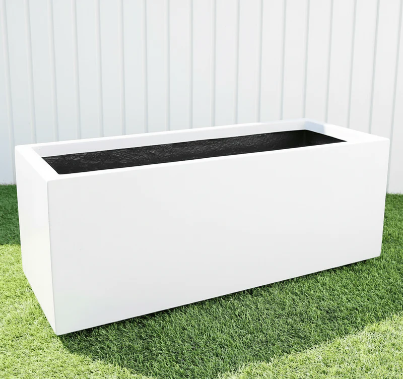 Rectangular GRP Pot 100x50x50cm Outdoor Planter White