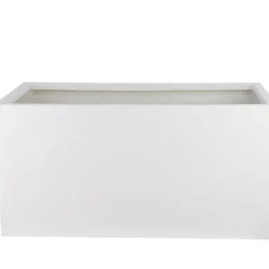 Rectangular GRP Pot 60x30x30cm Modern Durable Outdoor Planter White
