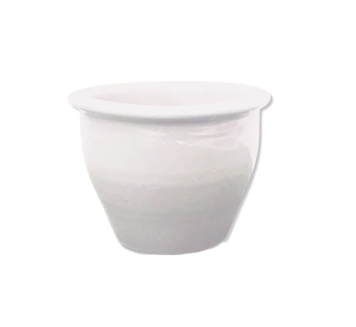 Rolled Rim Pot Outdoor Ceramic Pot, Trendy Outdoor Pot 58x43cm DiaxHt White