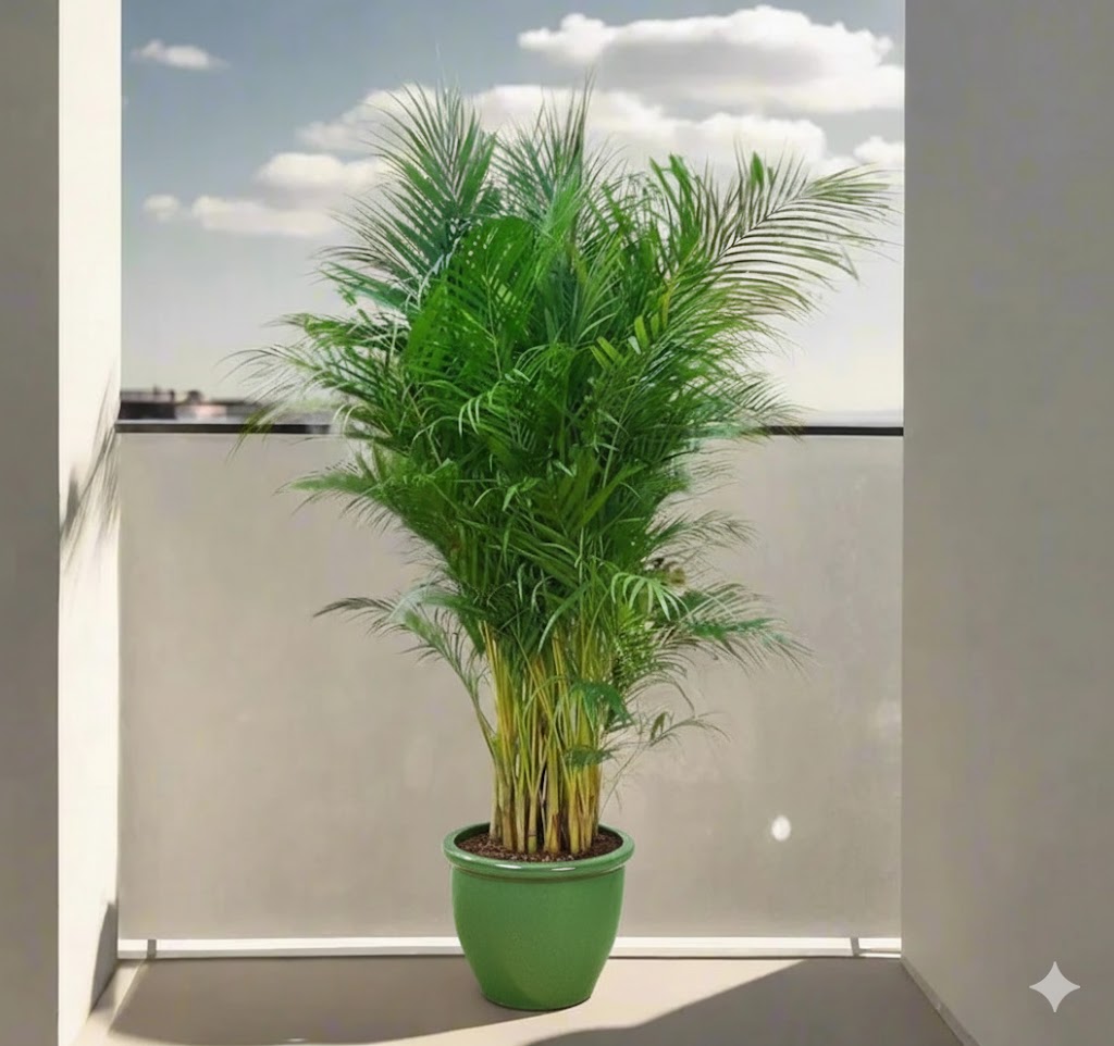 Areca palm Outdoor | Chrysalidocarpus lutescens | 2.3-2.5m overall height فراشة النخيلGreen Rolled Rim Pot