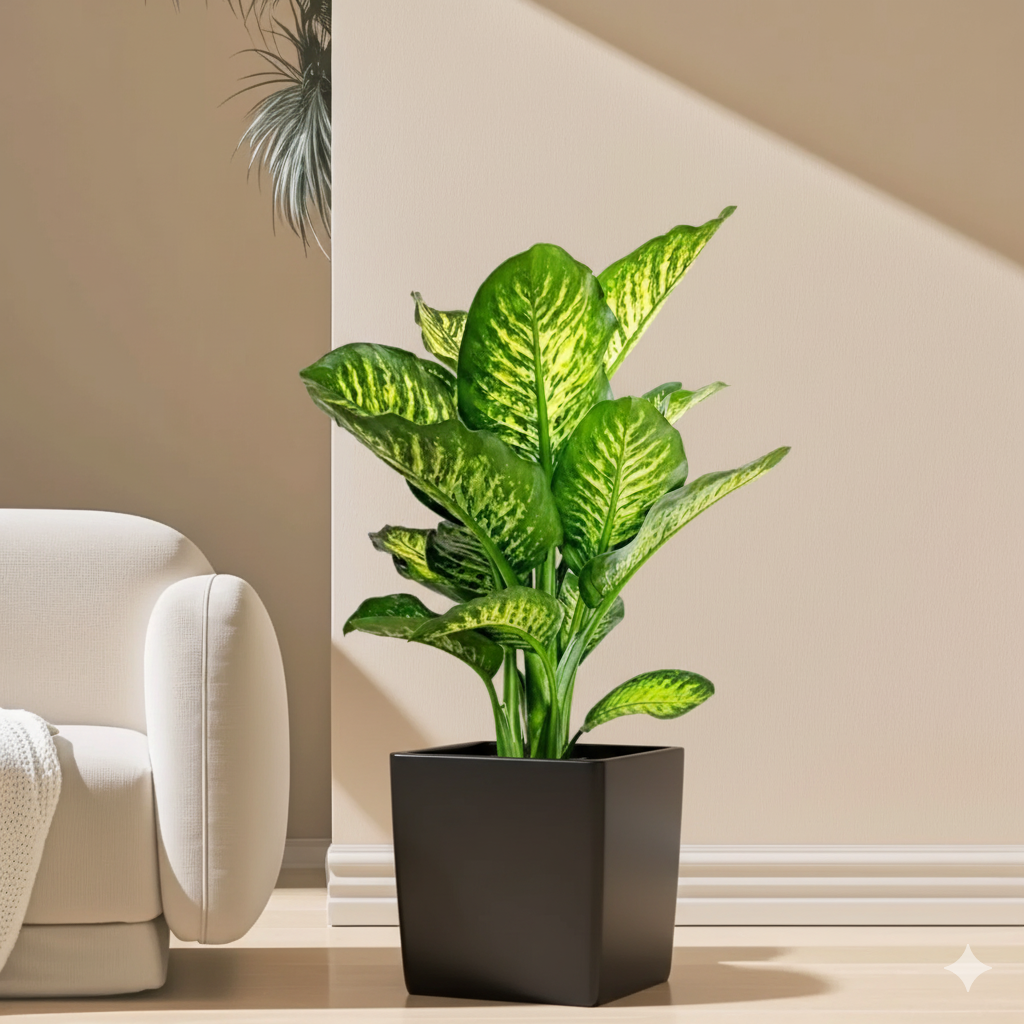 Dieffenbachia seguine Or Tropic Snow in Grp Square Pot 30x30 Black Grp Pot