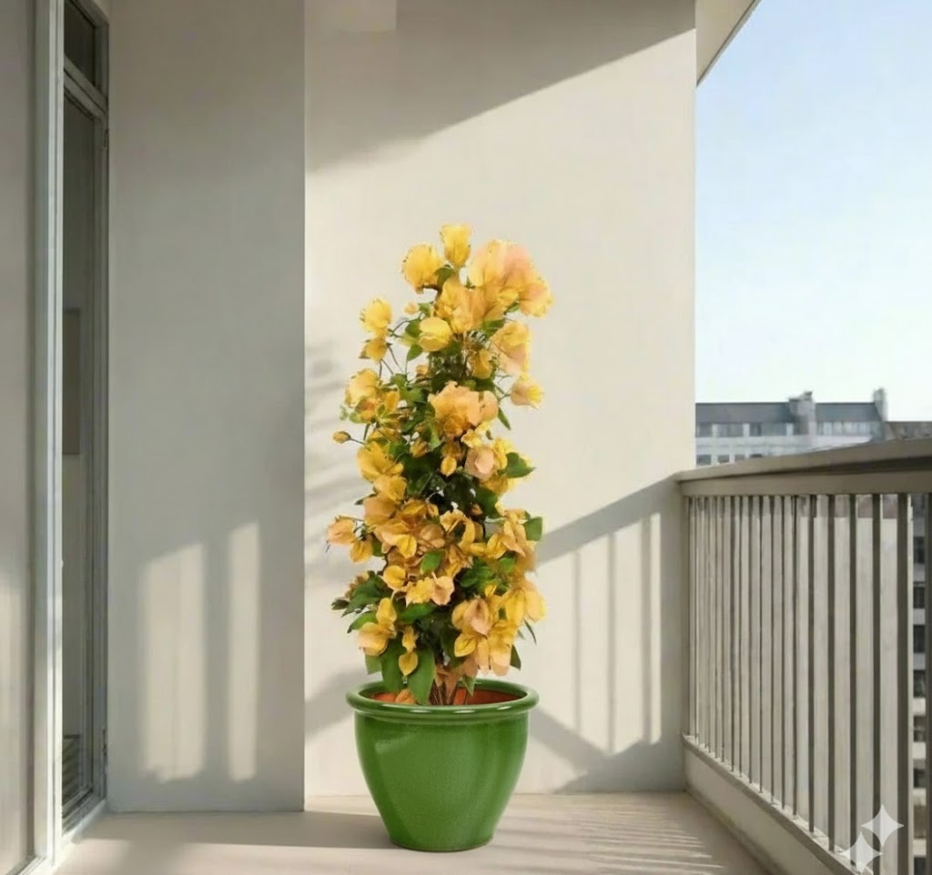 Bougainvillea Gold 1.3-1.5m overall height (Rolled Rim Pot Green)