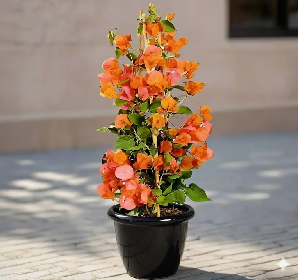 Bougainvillea Spectabilis “30 to 160cm” Orange 80-100cm height (Rolled Rim Pot) Black