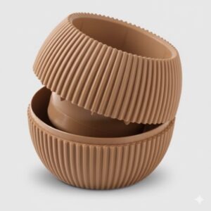 Coral Oval Pot 11.8x9.2 cm Pot Only Brown