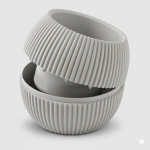 Coral Oval Pot 11.8x9.2 cm Pot Only Gray