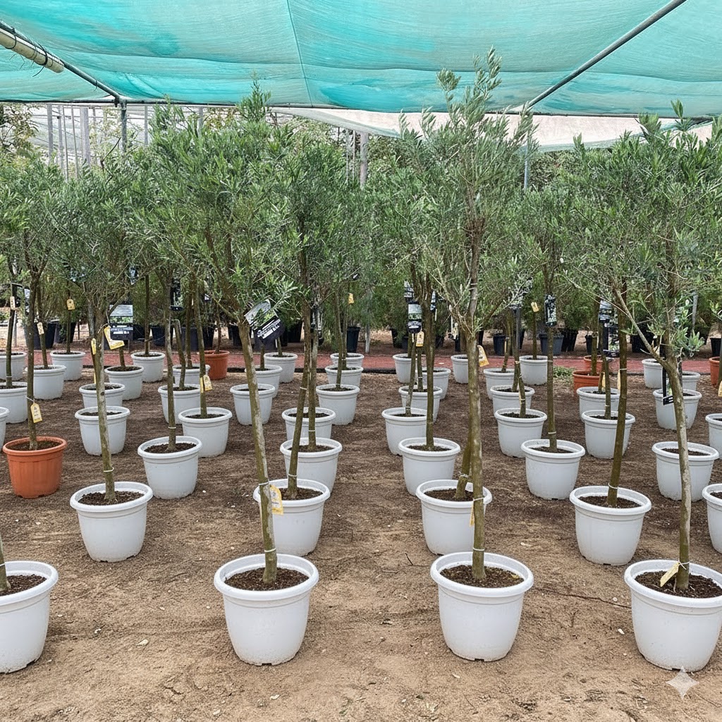 Olive Tree Shape | Olea Europea 1.8-2.0m / 30-40mm 18 Ltr | شجرة زيتون White Ceramic Pot