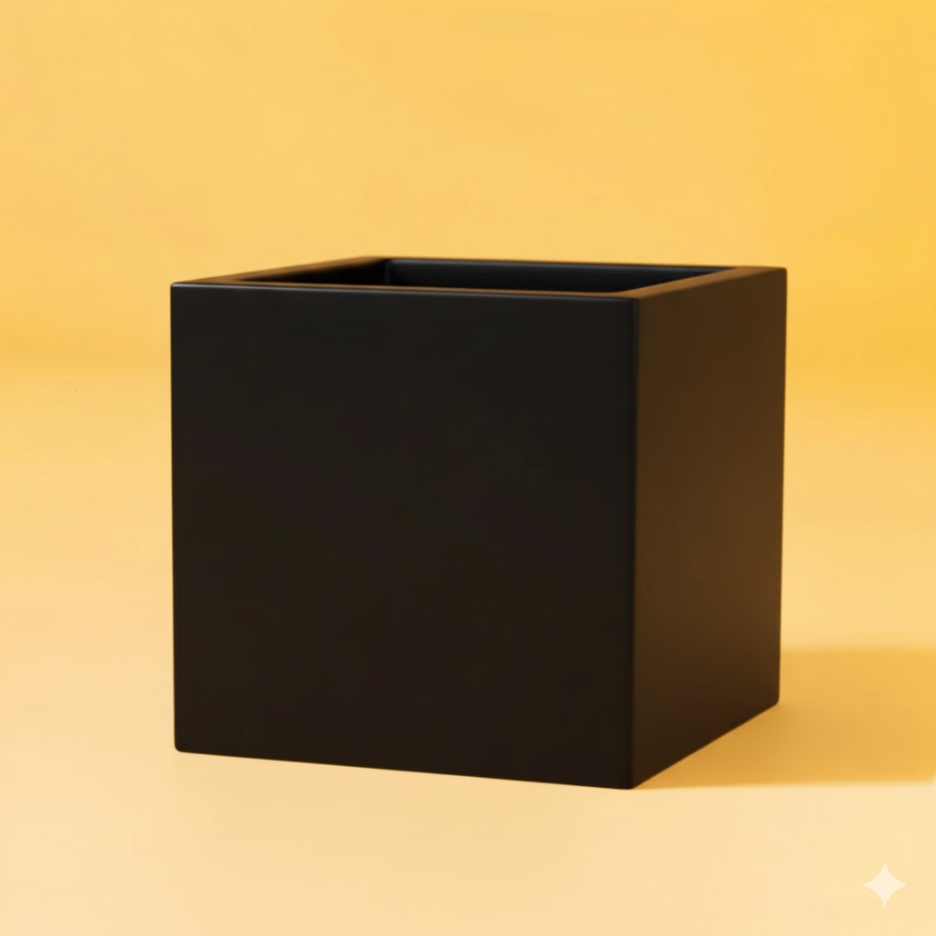 GRP Square Pot All Sizes 30x30x30 cm Black