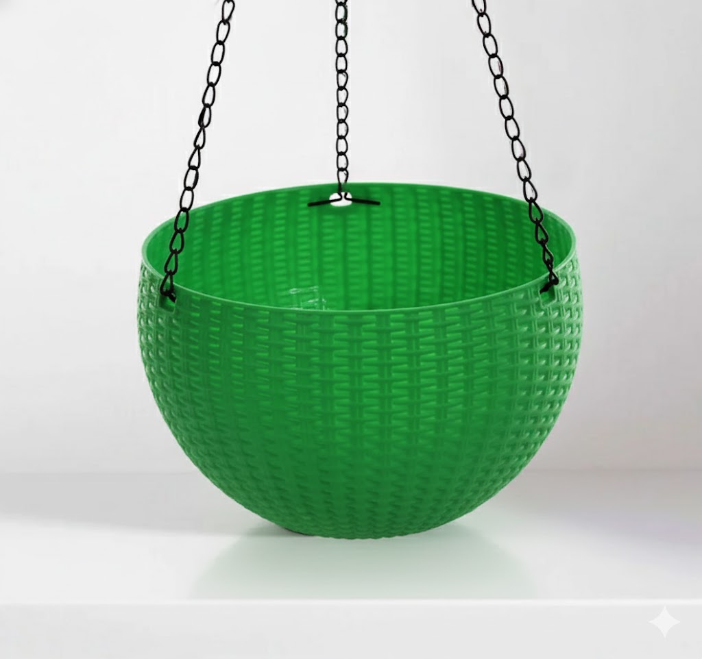 Hanging Modern Plastic Pot 26.5 x 16.5 cm Green