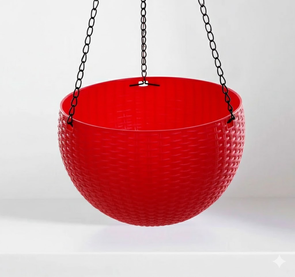 Hanging Modern Plastic Pot 34.3 x 21.5 cm Red